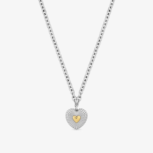 Collar coraz&oacute;n de acero bicolor Cachito M&iacute;o