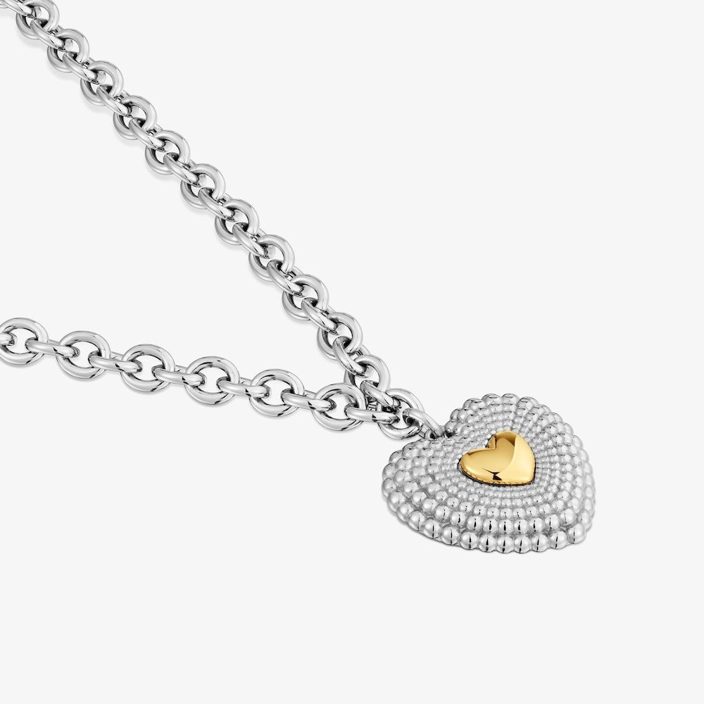 Collar coraz&oacute;n de acero bicolor Cachito M&iacute;o