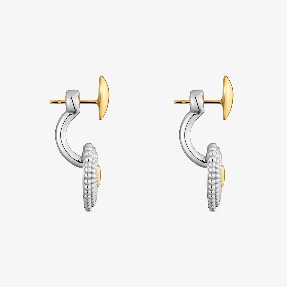 Aretes coraz&oacute;n de acero bicolor Cachito M&iacute;o