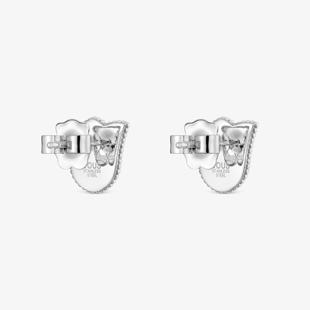 Aretes tulipa de acero bicolor Cachito M&iacute;o