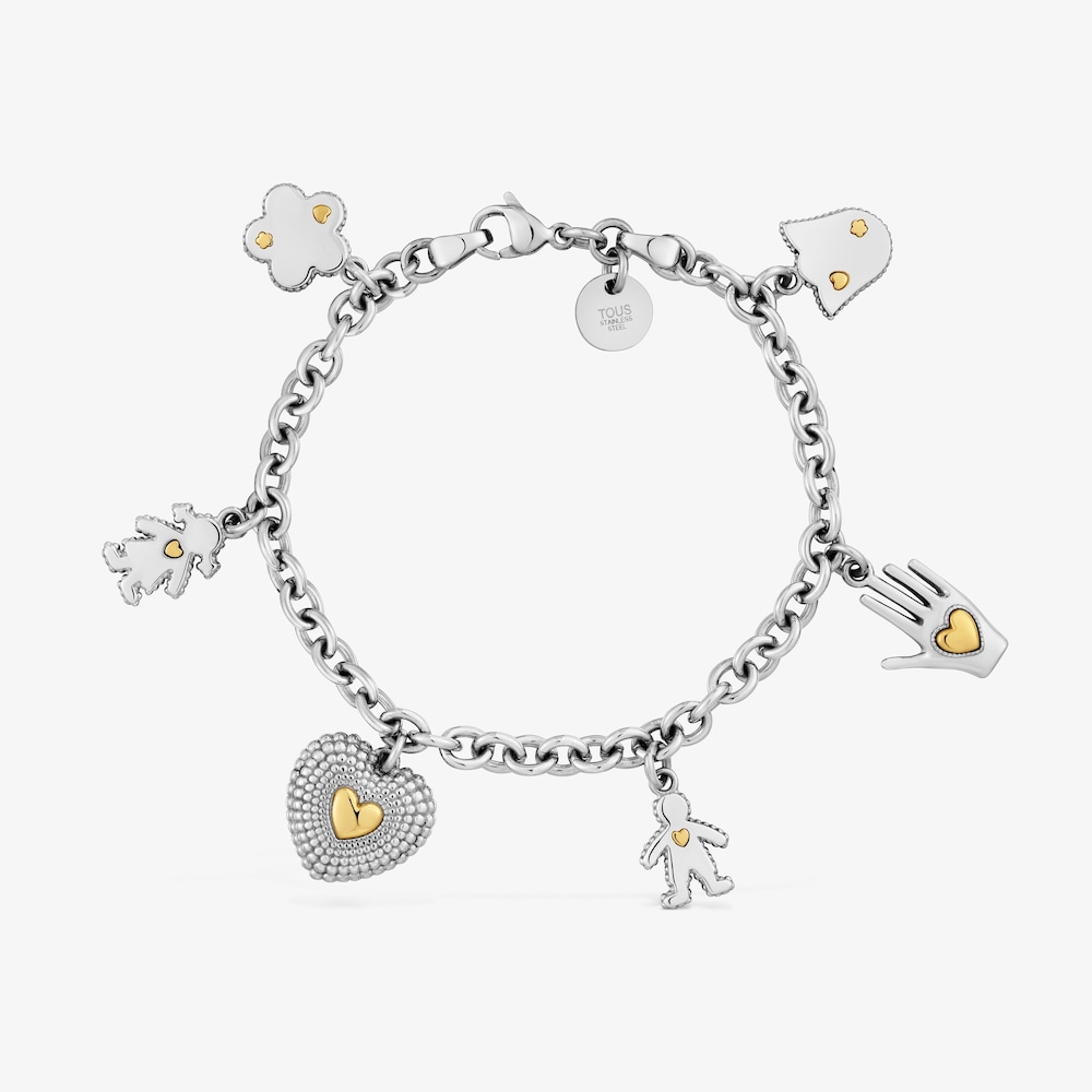 Pulsera de acero bicolor y motivos Cachito M&iacute;o
