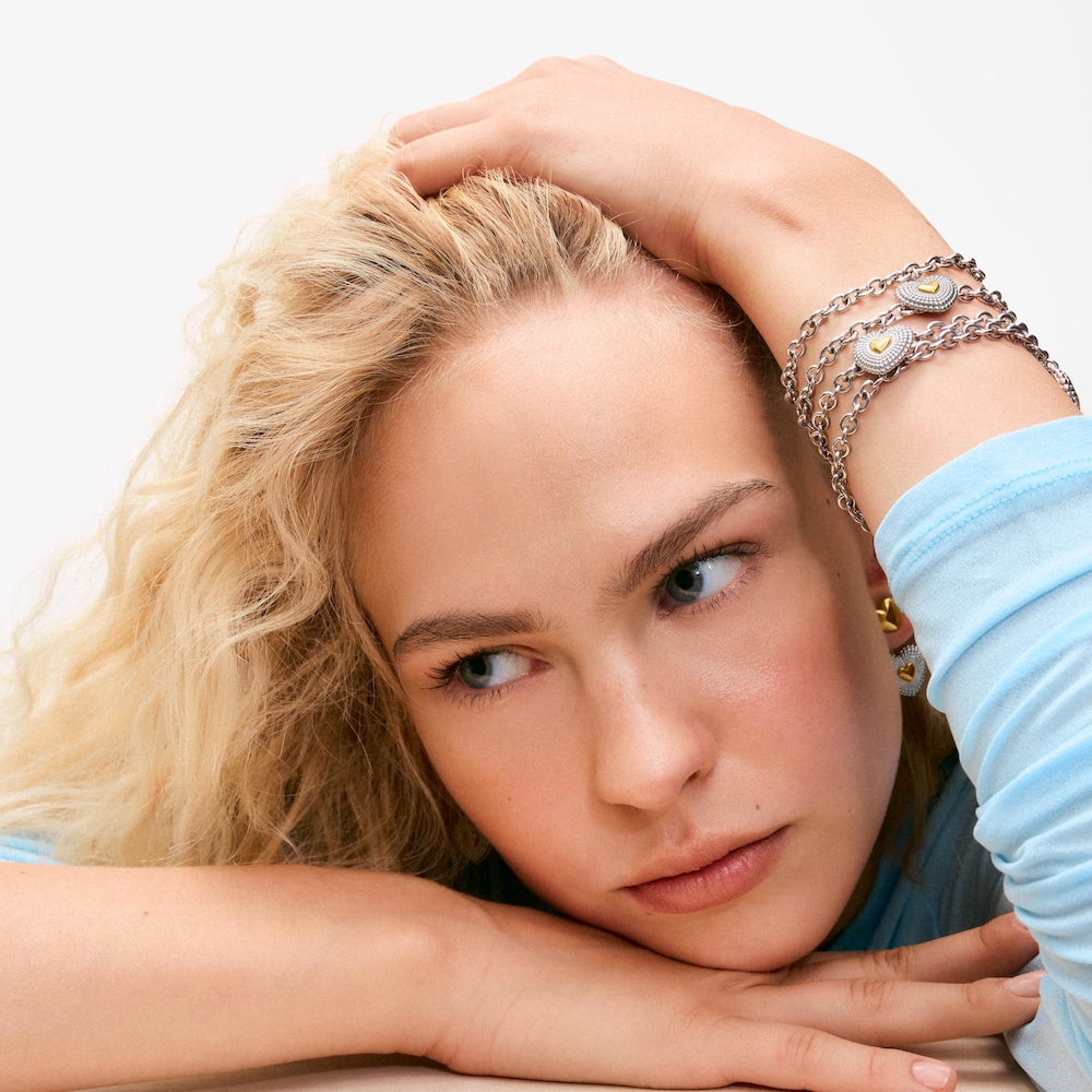 Pulsera coraz&oacute;n de acero bicolor Cachito M&iacute;o