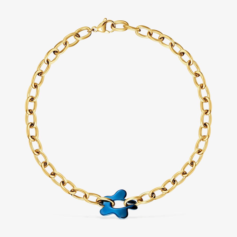 Blue and gold-colored steel flower Necklace TOUS Strain
