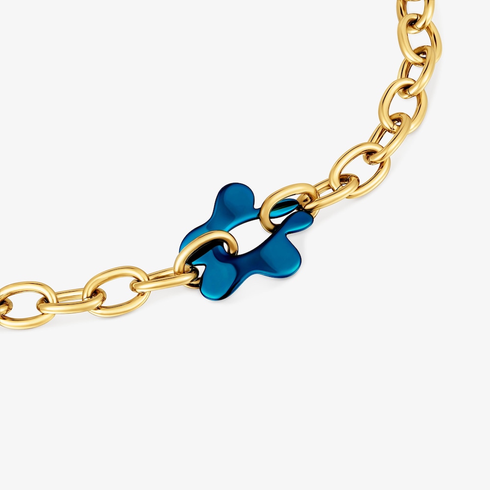 Blue and gold-colored steel flower Necklace TOUS Strain