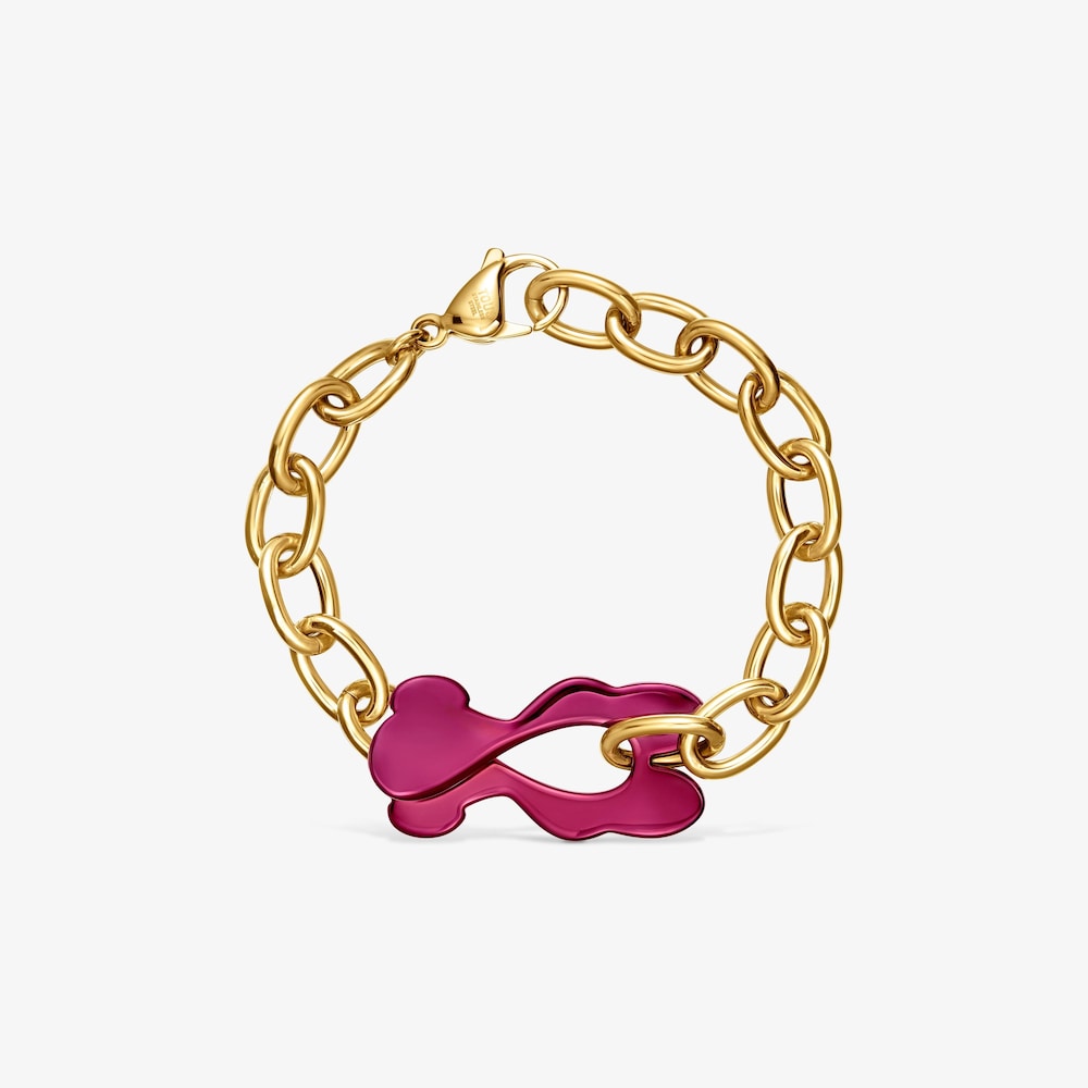 Pulsera oso rojo y acero dorado TOUS Strain