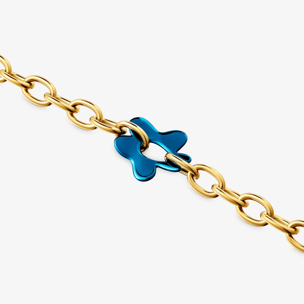 Pulsera flor azul y acero dorado TOUS Strain