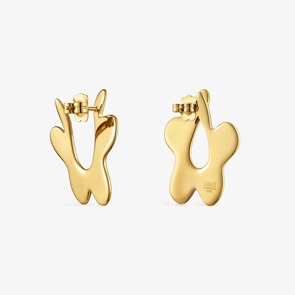 Pendientes flor de acero dorado TOUS Strain