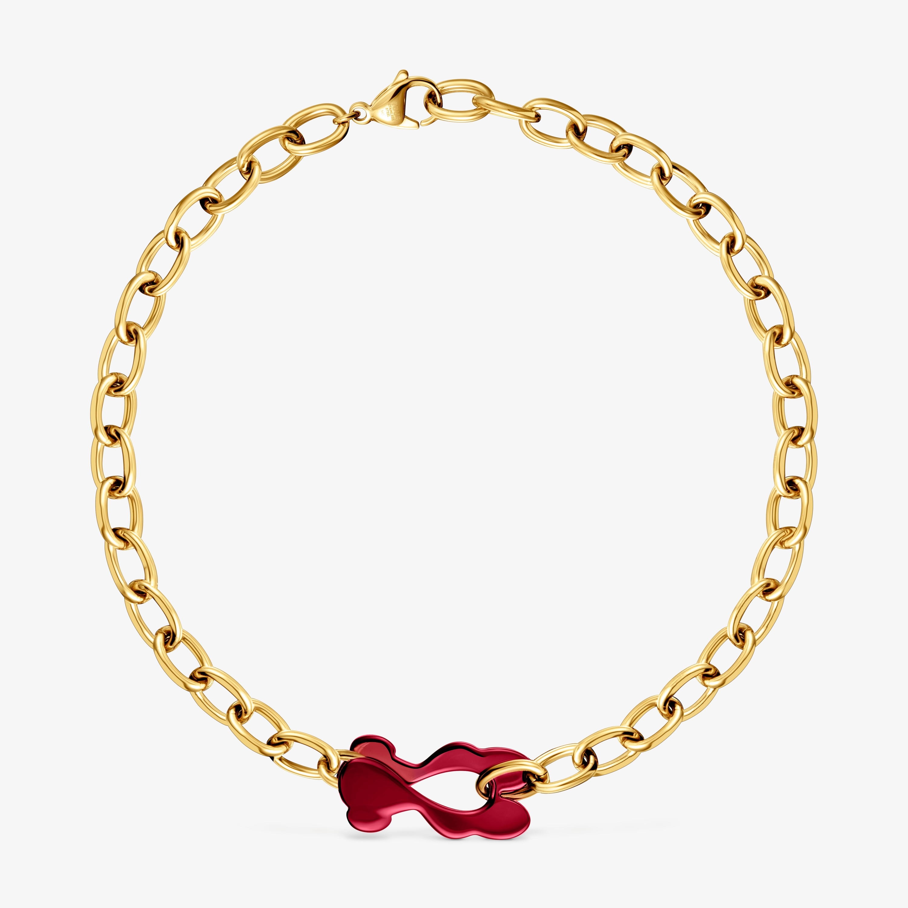 Red and gold-colored steel bear Necklace TOUS Strain