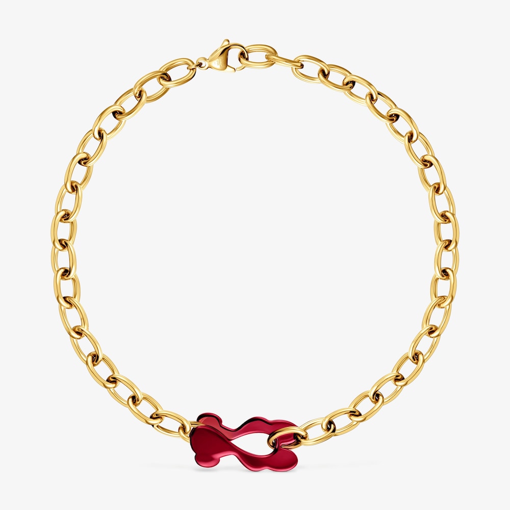 Red and gold-colored steel bear Necklace TOUS Strain