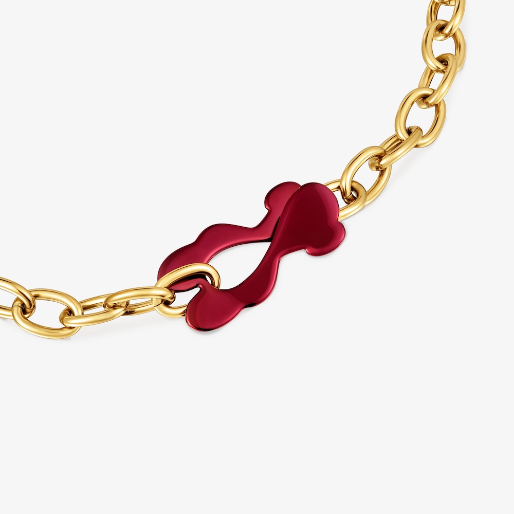 Red and gold-colored steel bear Necklace TOUS Strain