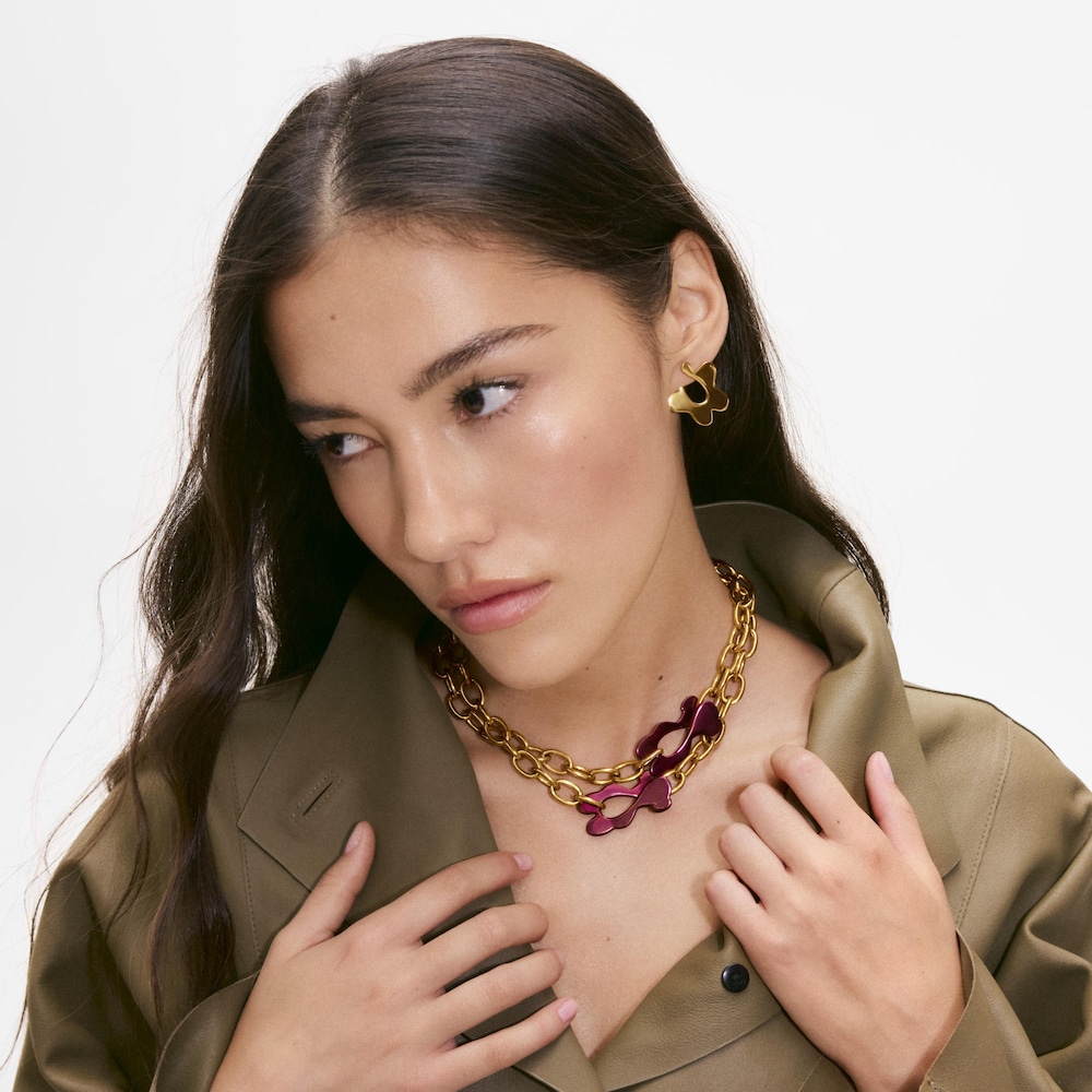 Red and gold-colored steel bear Necklace TOUS Strain