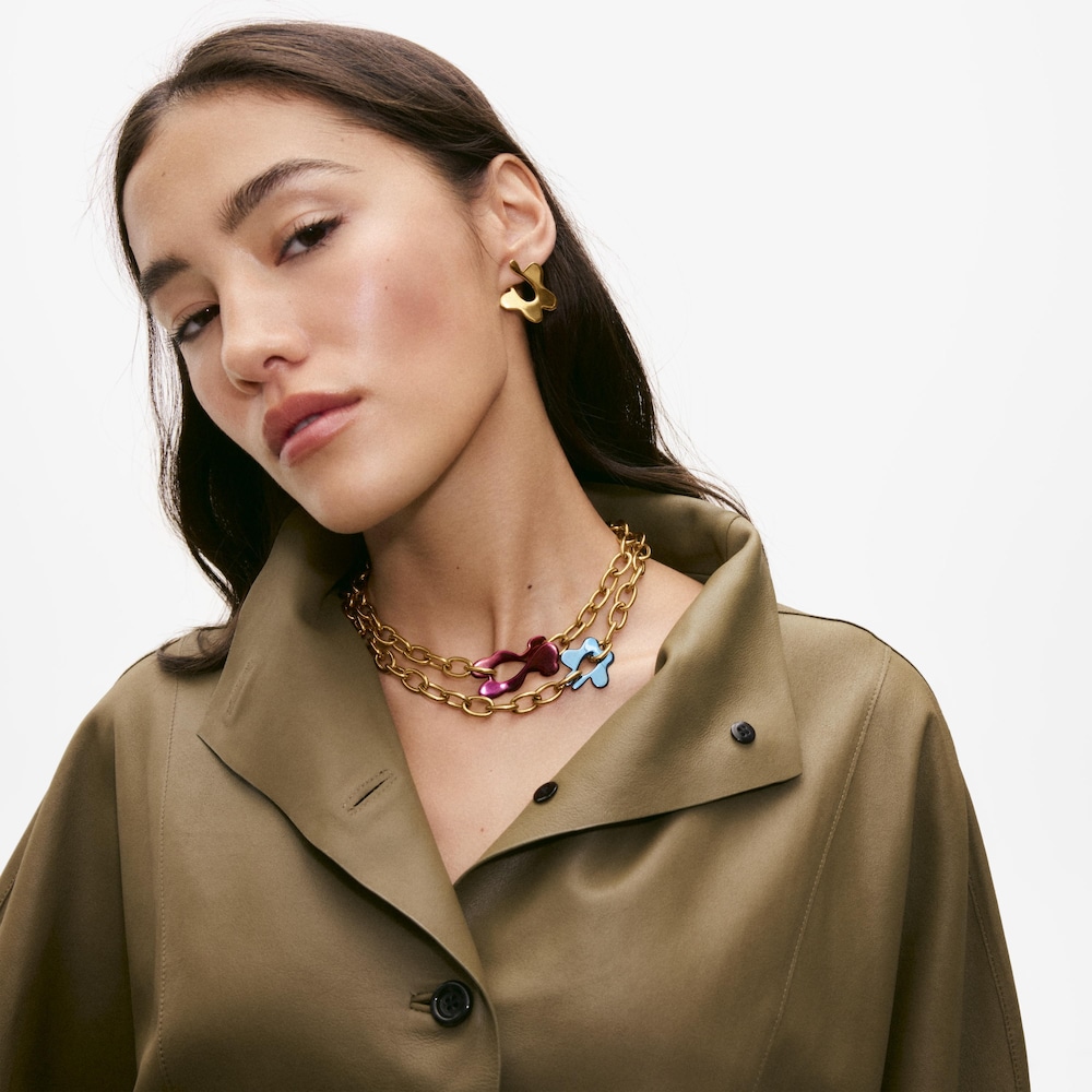 Red and gold-colored steel bear Necklace TOUS Strain