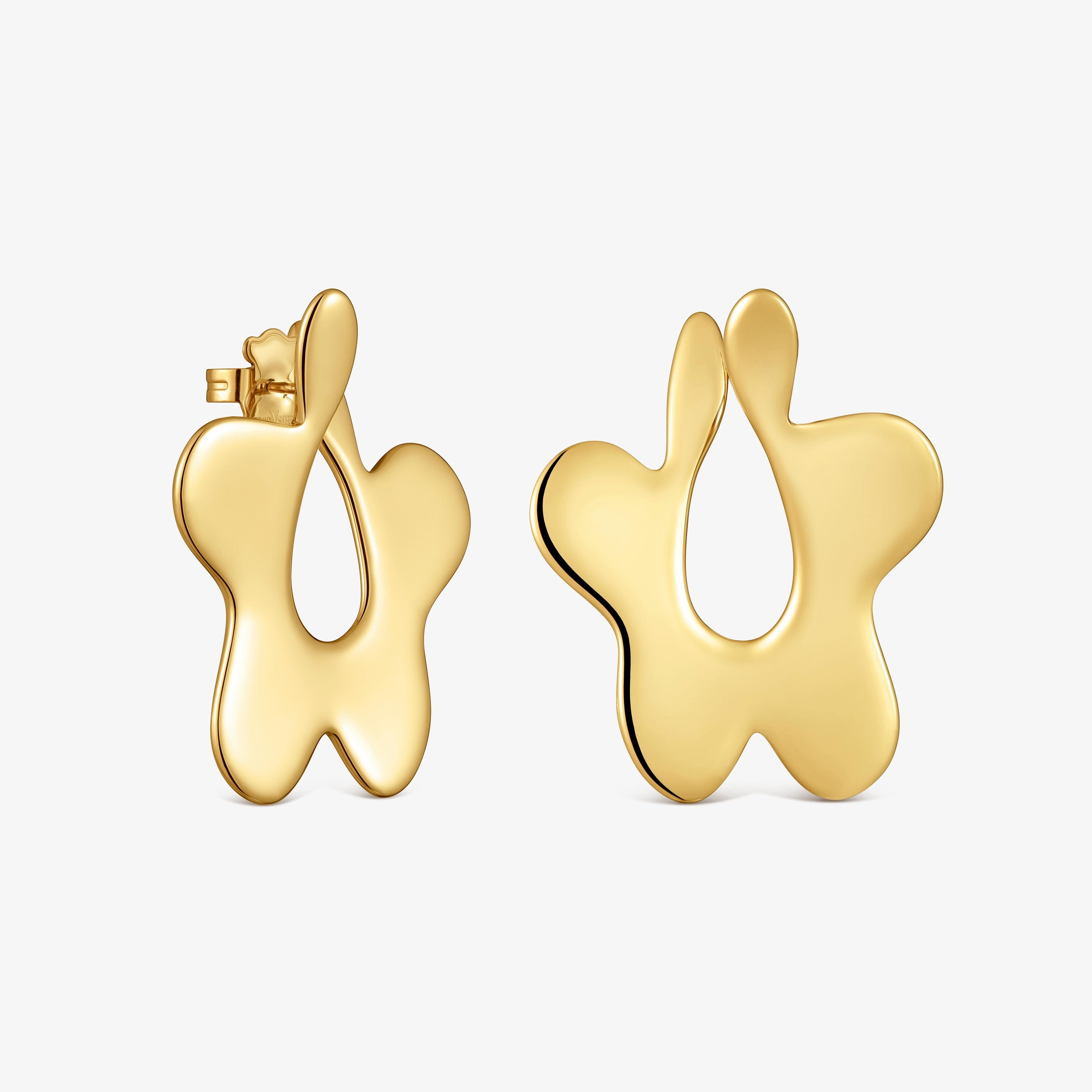 Long gold-colored steel flower Earrings TOUS Strain