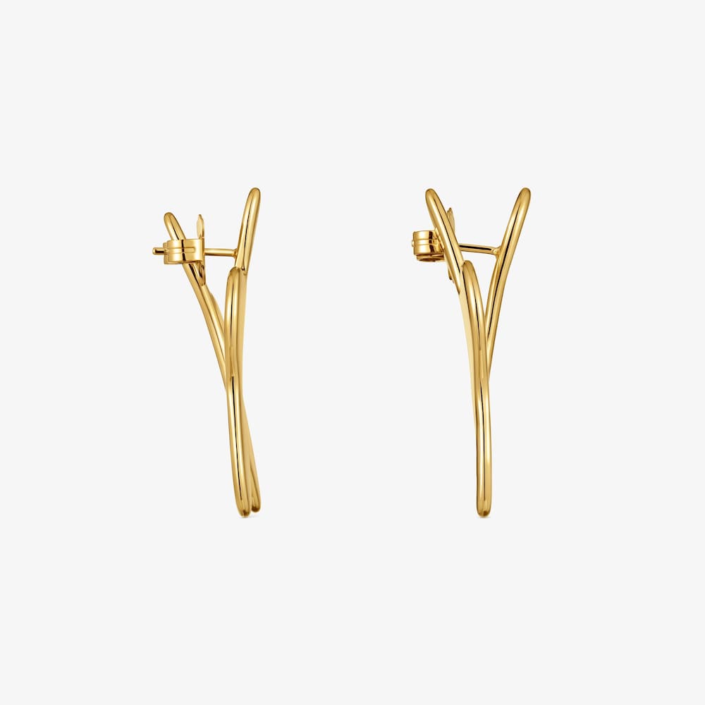 Pendientes largos flor de acero dorado TOUS Strain