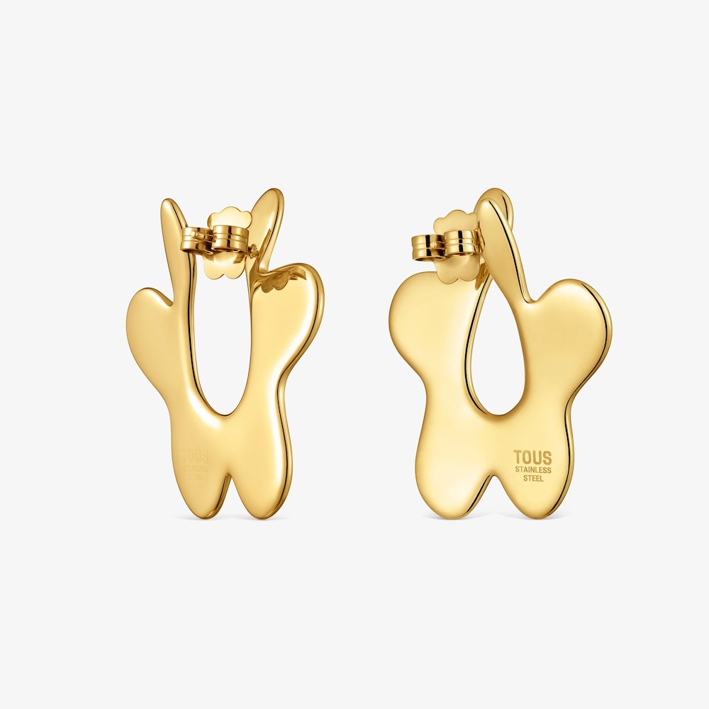Pendientes largos flor de acero dorado TOUS Strain