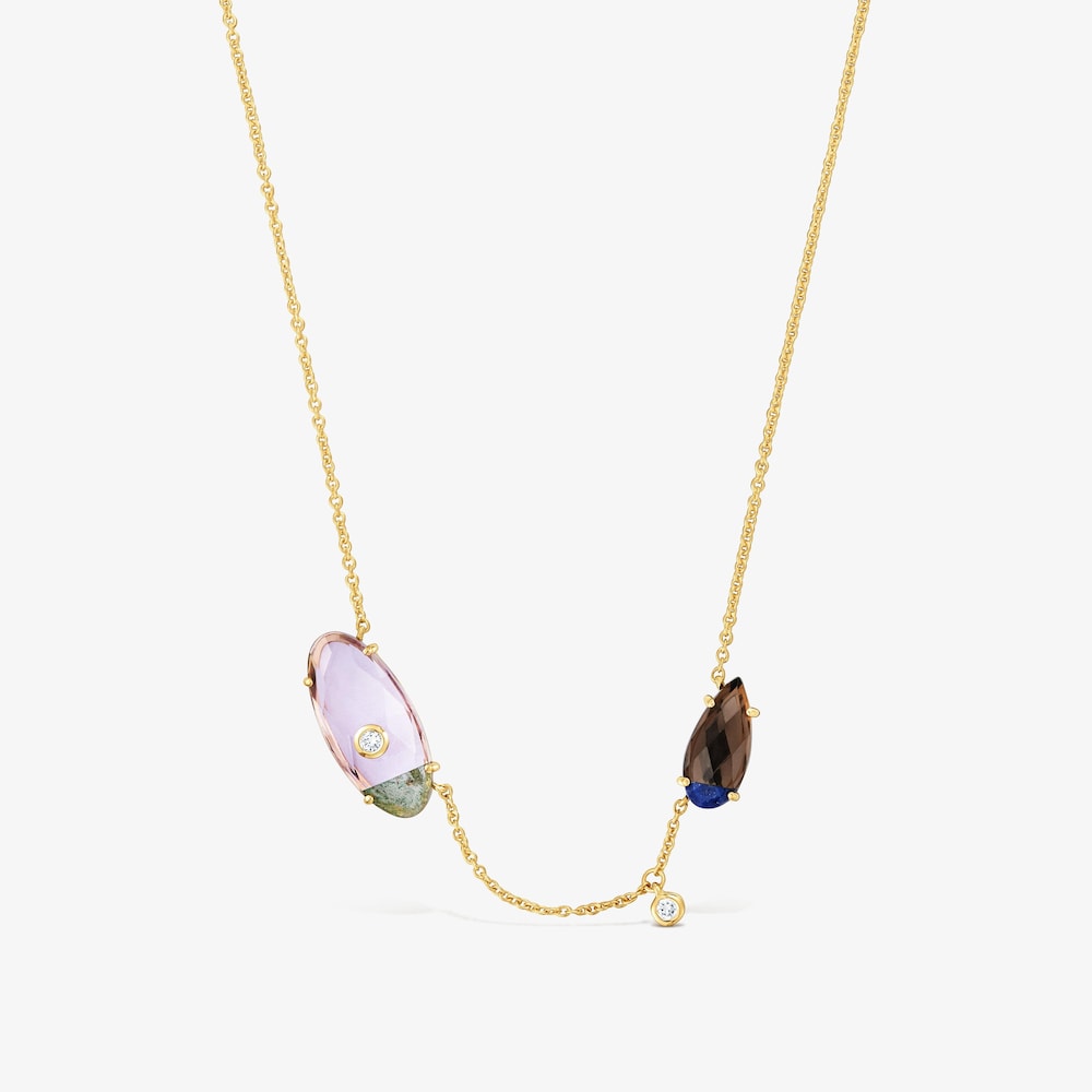 Collar de oro amarillo 9 kt, diamantes creados en laboratorio y gemas TOUS Beetle LGD