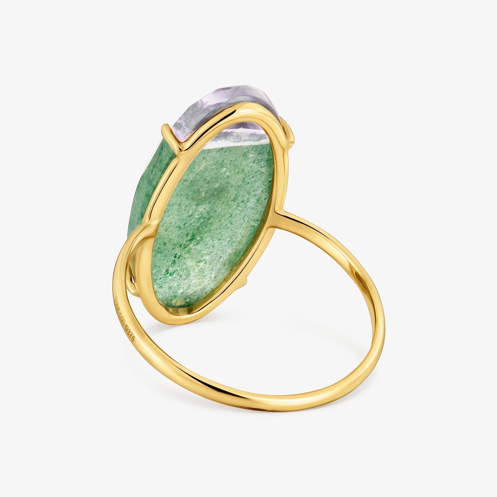 Bague or jaune 9&nbsp;ct, diamants cr&eacute;&eacute;s en laboratoire et aventurine TOUS Beetle LGD