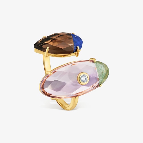 Bague or jaune 9&nbsp;ct, diamants cr&eacute;&eacute;s en laboratoire et pierres pr&eacute;cieuses TOUS Beetle LGD