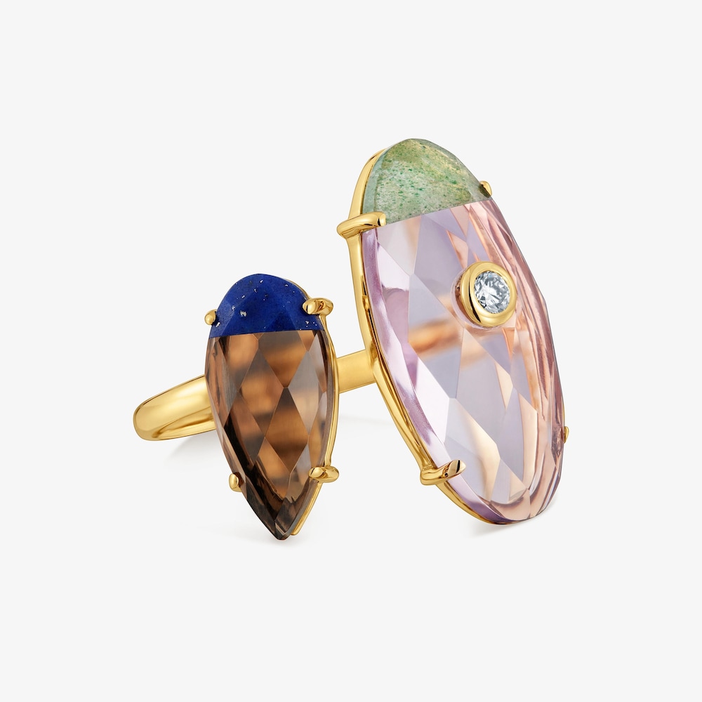 Bague or jaune 9&nbsp;ct, diamants cr&eacute;&eacute;s en laboratoire et pierres pr&eacute;cieuses TOUS Beetle LGD