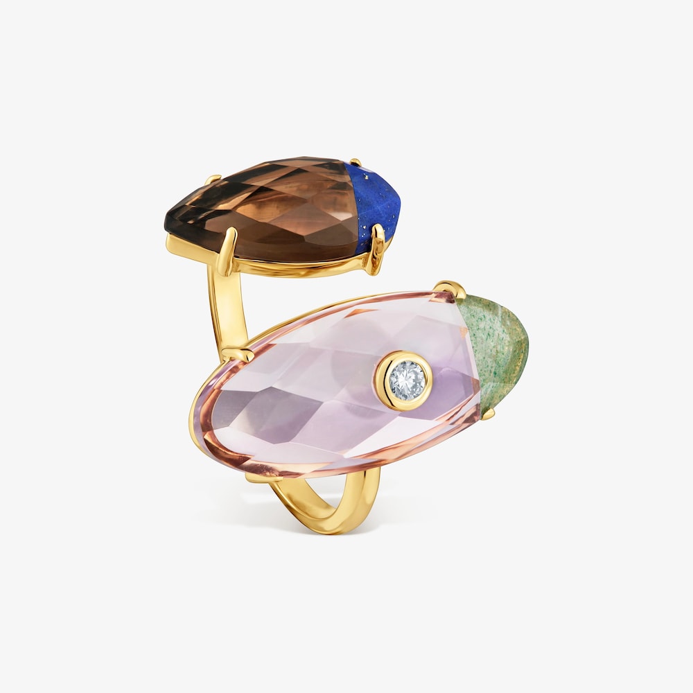 Anillo de oro amarillo 9 kt, diamantes creados en laboratorio y gemas TOUS Beetle LGD