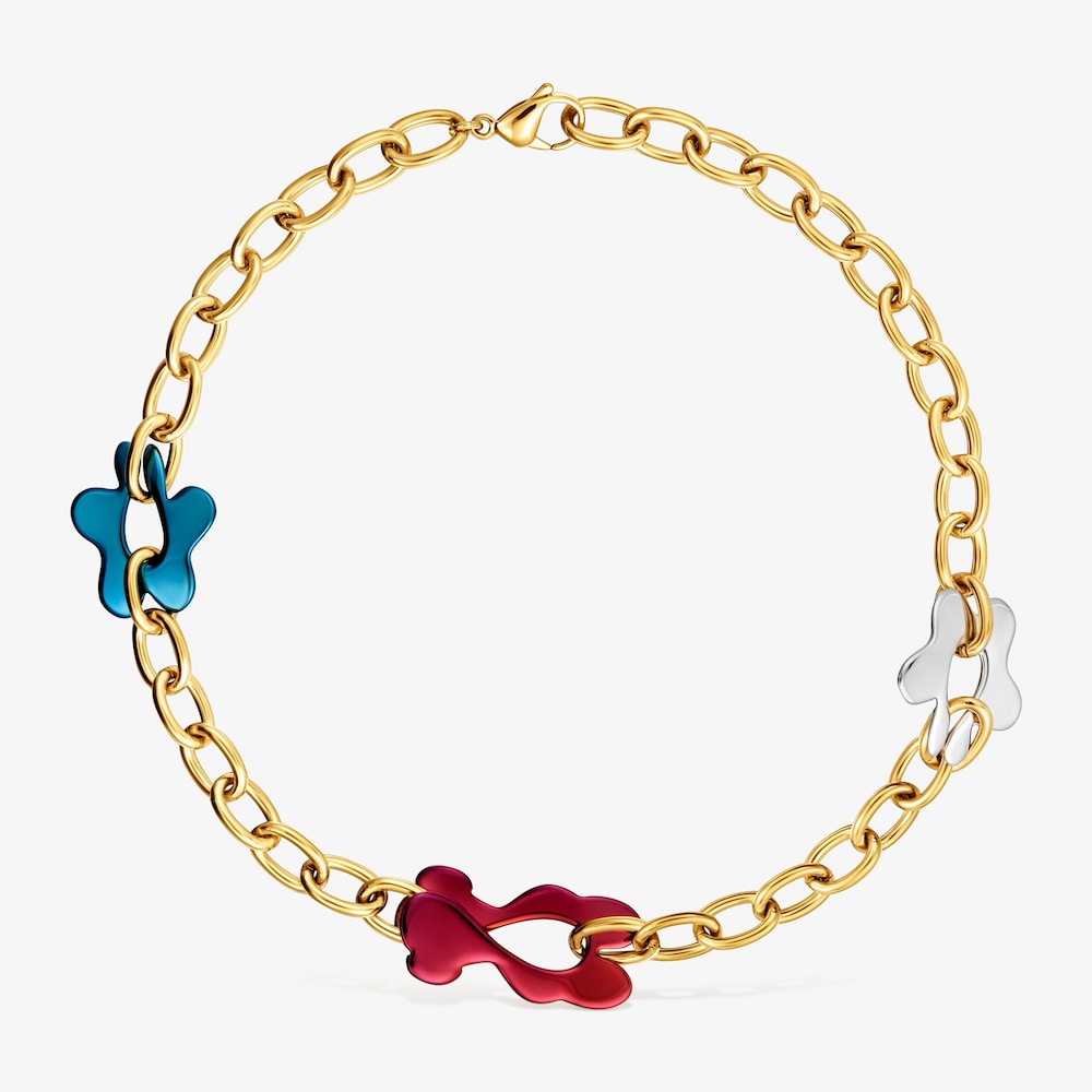 Collar motivos y acero dorado TOUS Strain