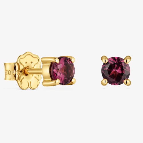 Pendientes de oro 9 kt y rodolitas TOUS Bucle