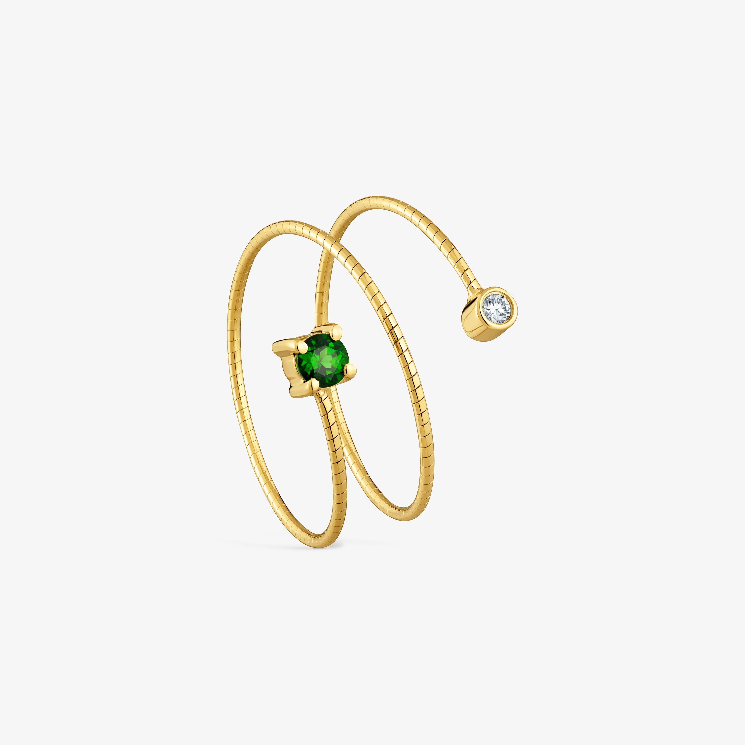 9kt gold, titanium, diamond and chrome diopside Open ring TOUS Bucle