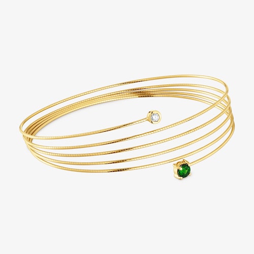 9kt gold, titanium, diamond and chrome diopside Bangle TOUS Bucle
