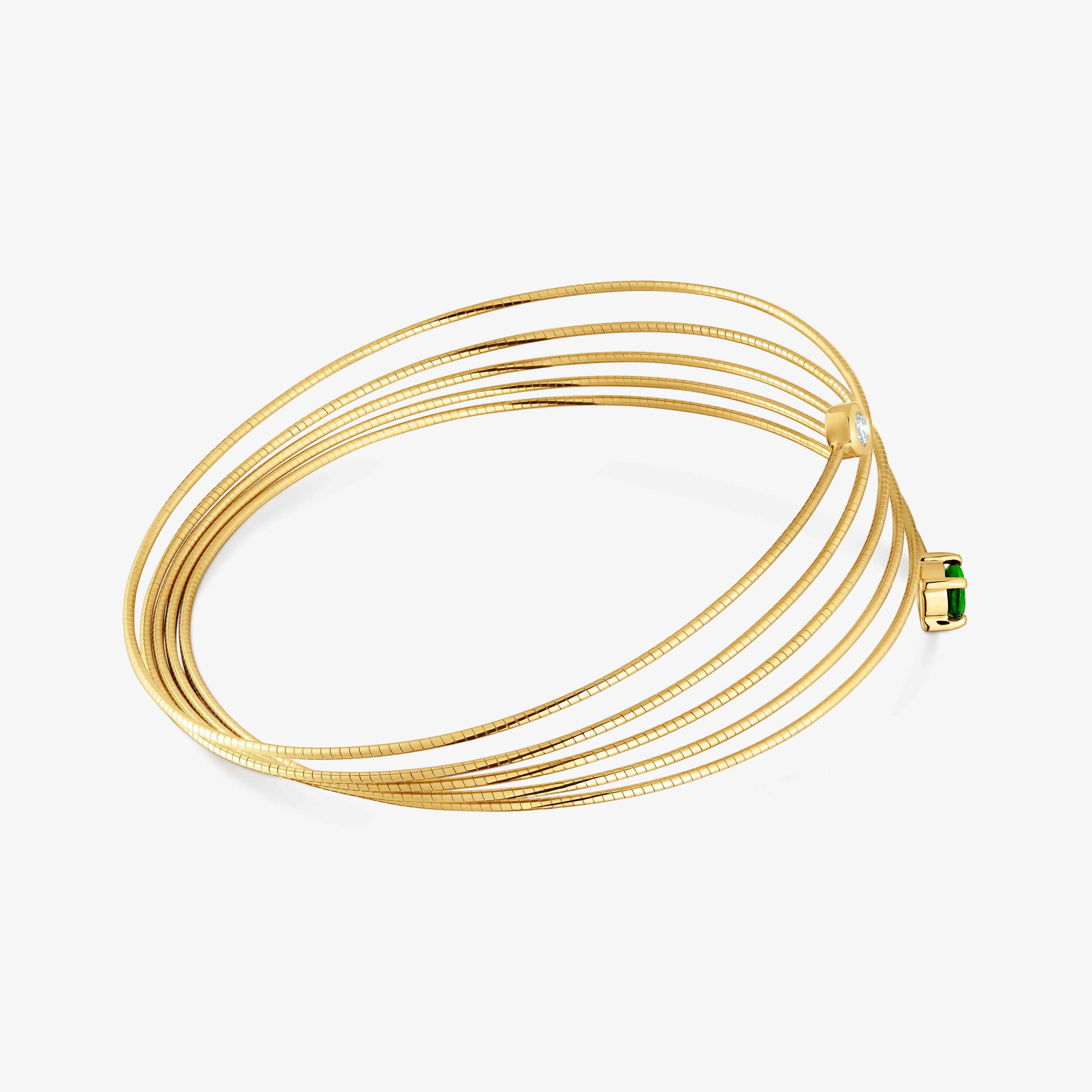 9kt gold, titanium, diamond and chrome diopside Bangle TOUS Bucle