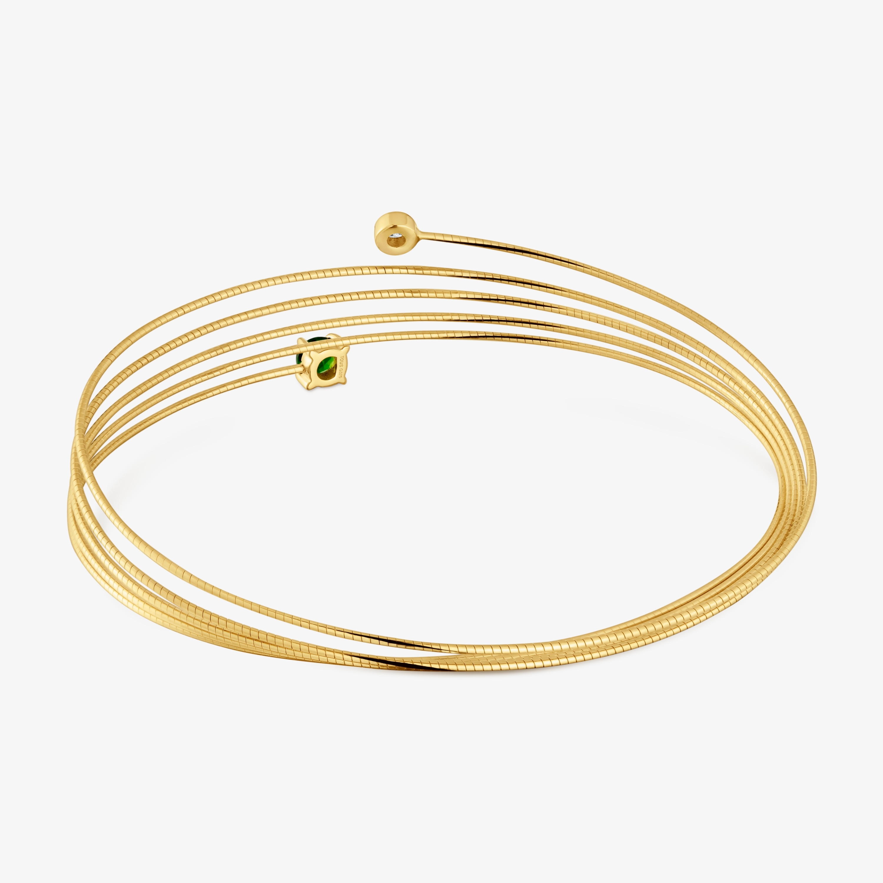 9kt gold, titanium, diamond and chrome diopside Bangle TOUS Bucle