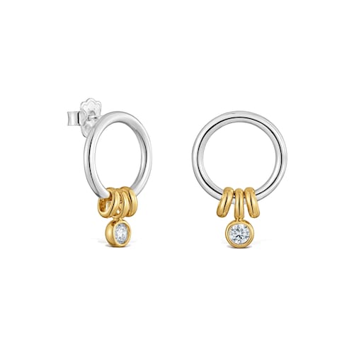 Pendientes de plata bicolor y diamantes creados en laboratorio Straight LGD