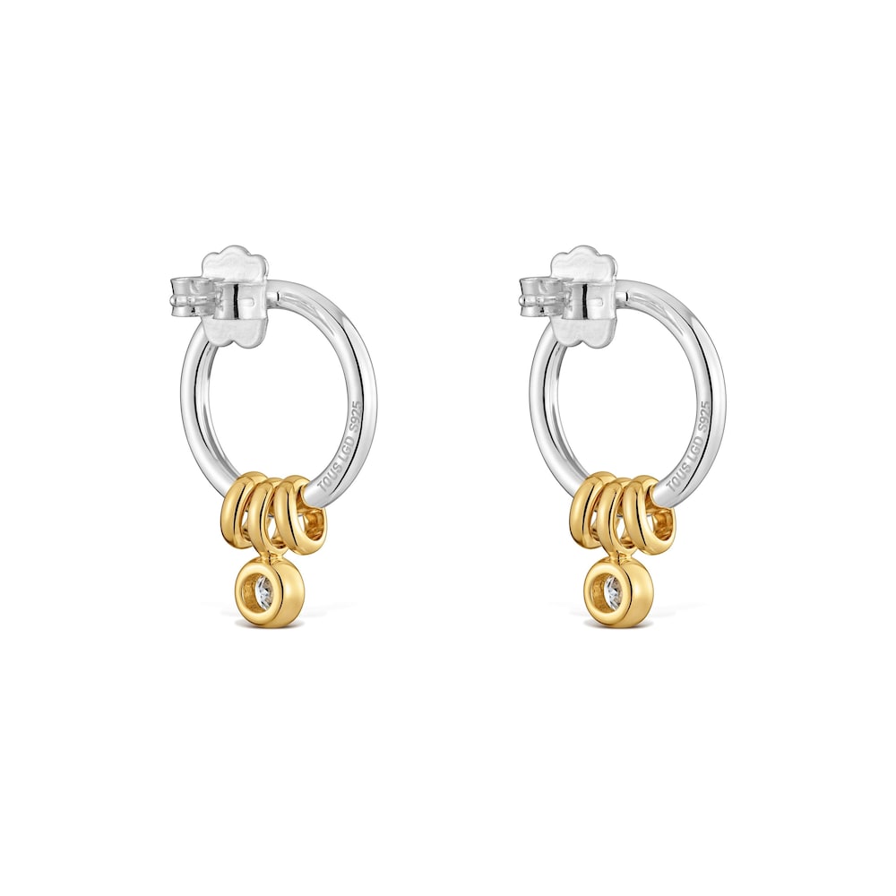 Pendientes de plata bicolor y diamantes creados en laboratorio Straight LGD