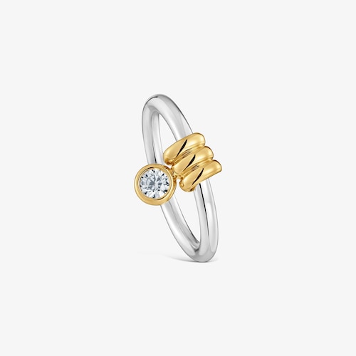 Anillo de plata bicolor y diamantes creados en laboratorio Straight LGD