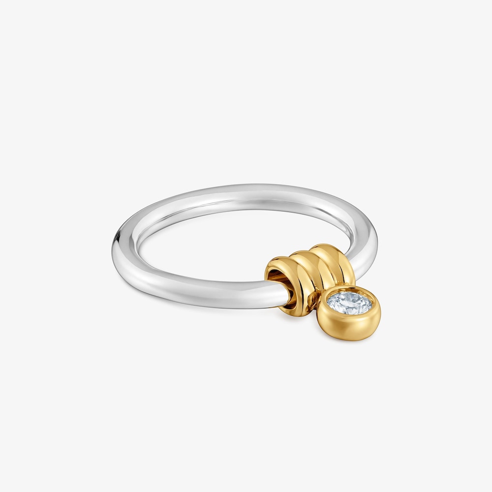 Anillo de plata bicolor y diamantes creados en laboratorio Straight LGD