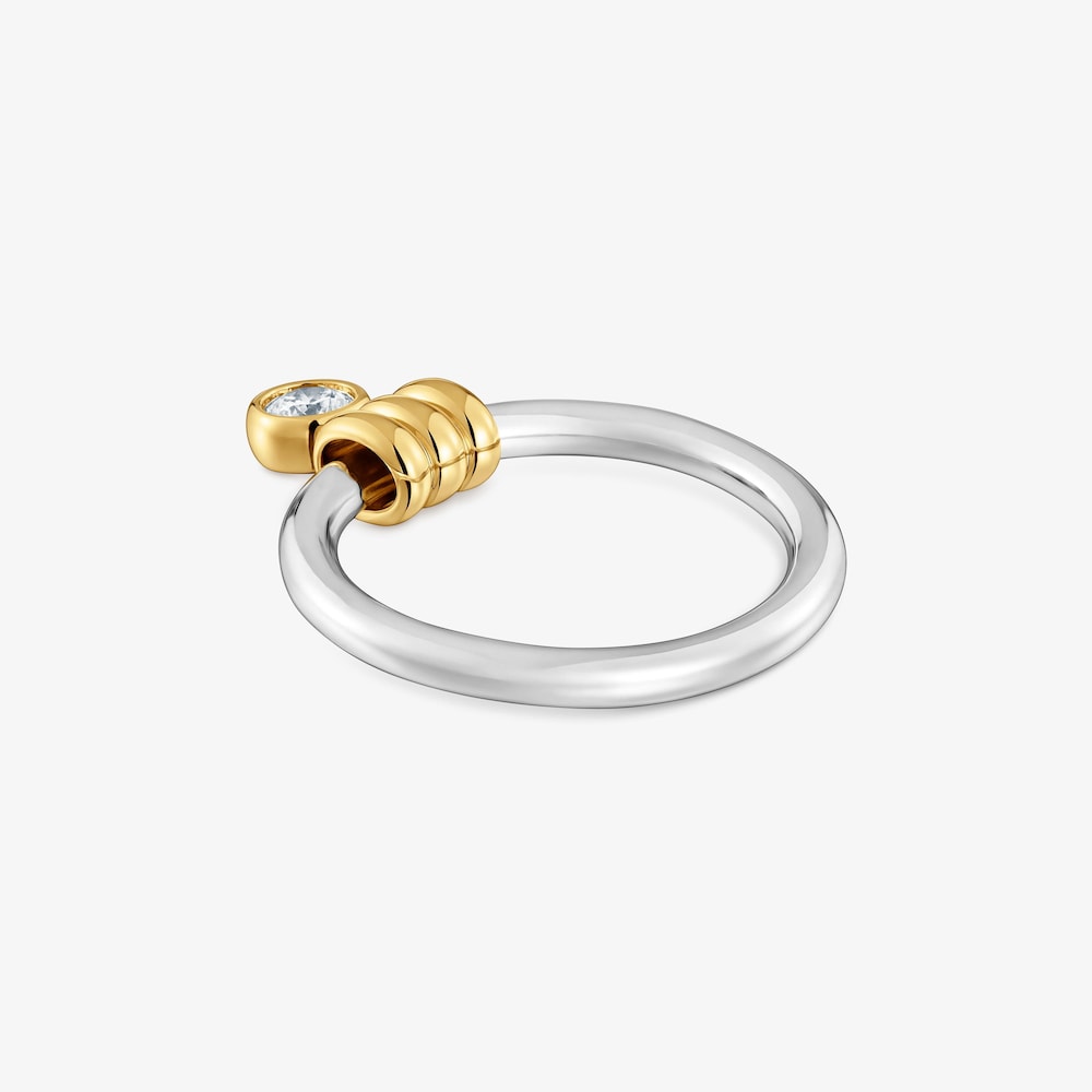 Anillo de plata bicolor y diamantes creados en laboratorio Straight LGD