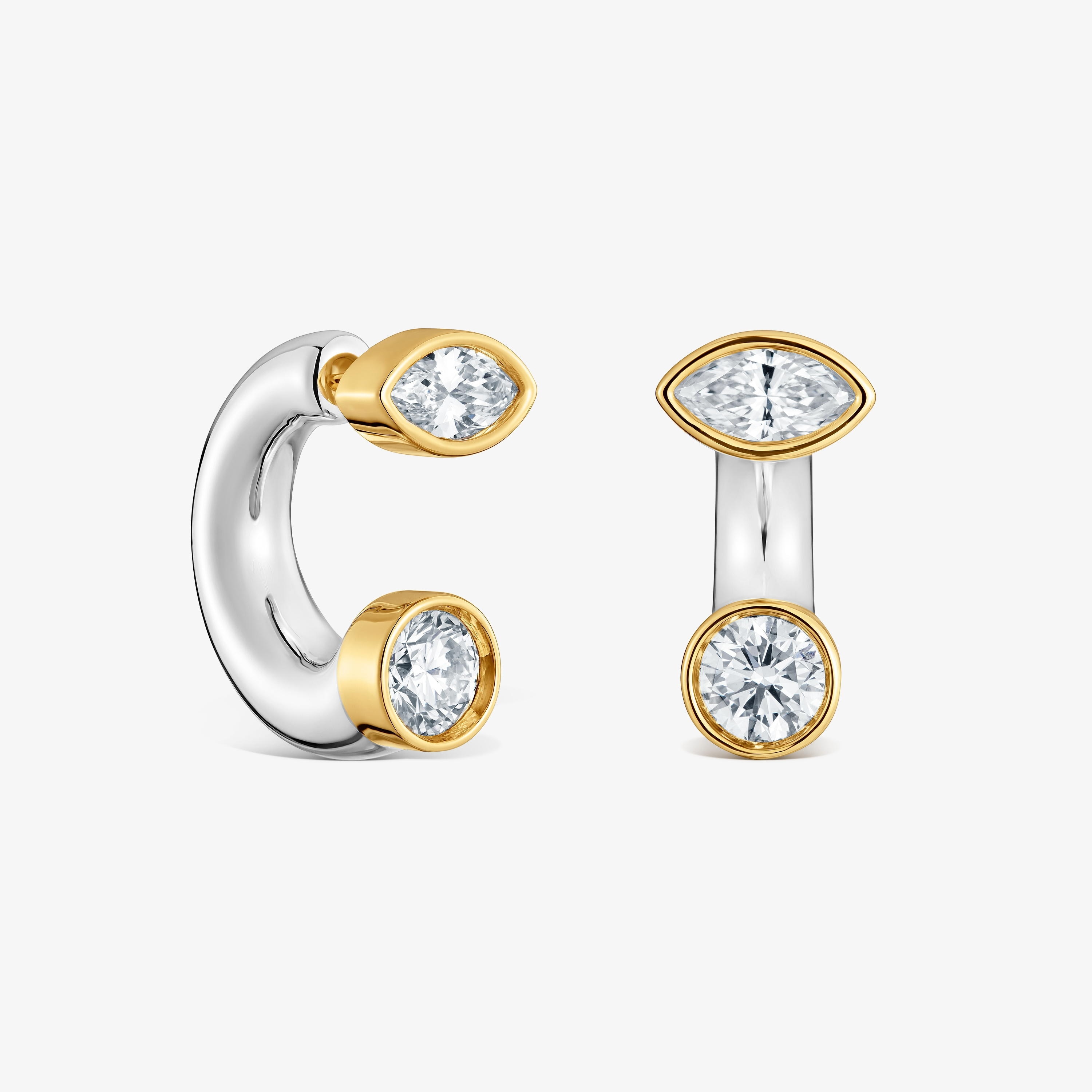 Two-tone silver Hoop earrings with lab-grown diamonds TOUS Straight LGD