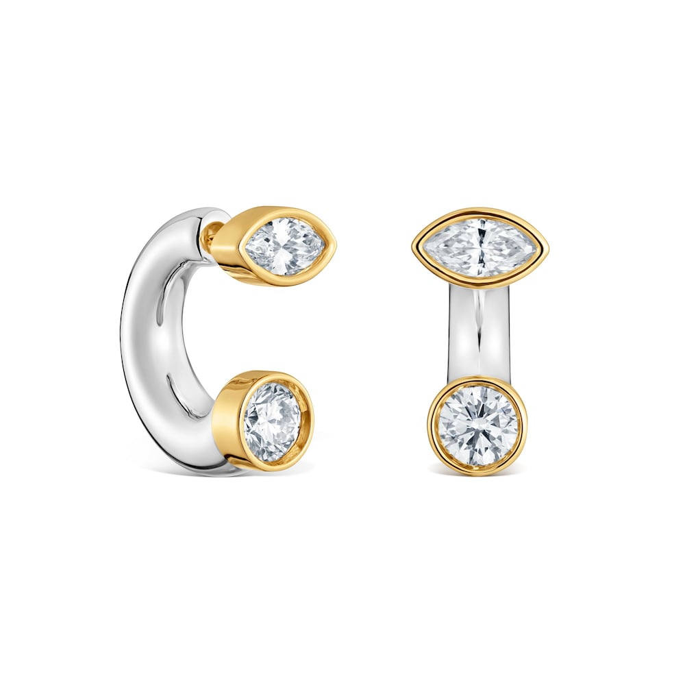 Pendientes aro de plata bicolor y diamantes creados en laboratorio Straight LGD