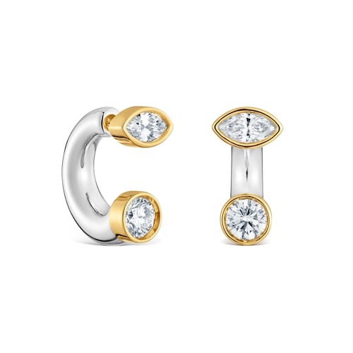 Pendientes aro de plata bicolor y diamantes creados en laboratorio Straight LGD