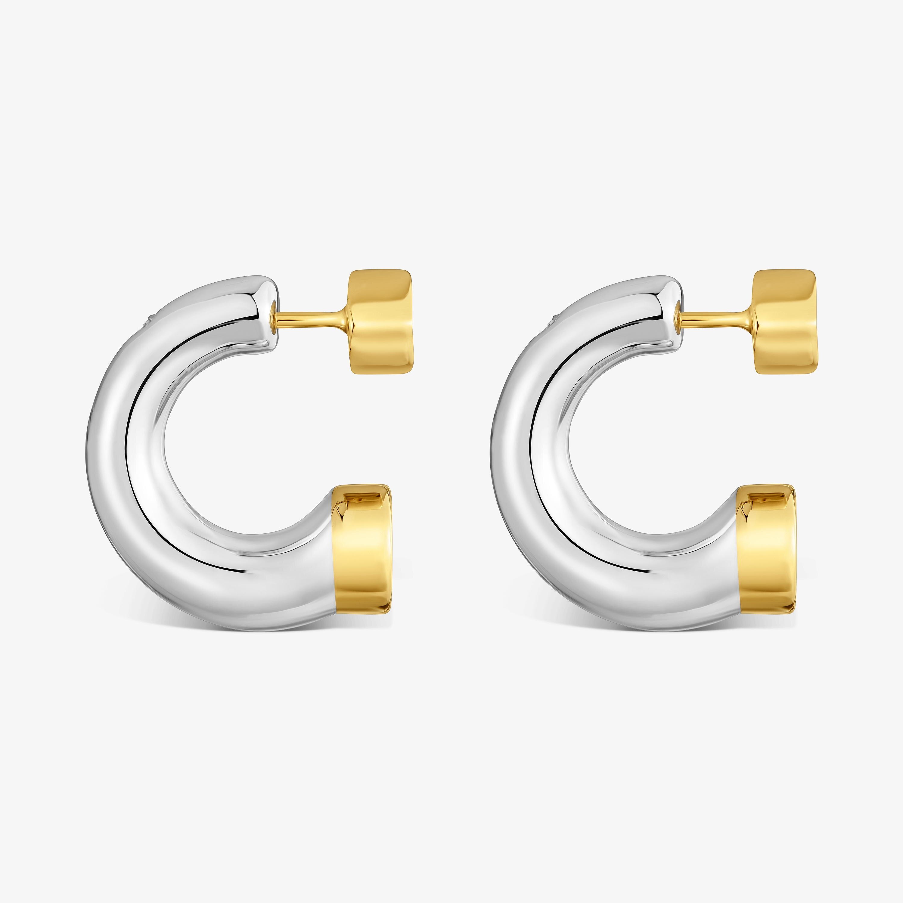 Two-tone silver Hoop earrings with lab-grown diamonds TOUS Straight LGD