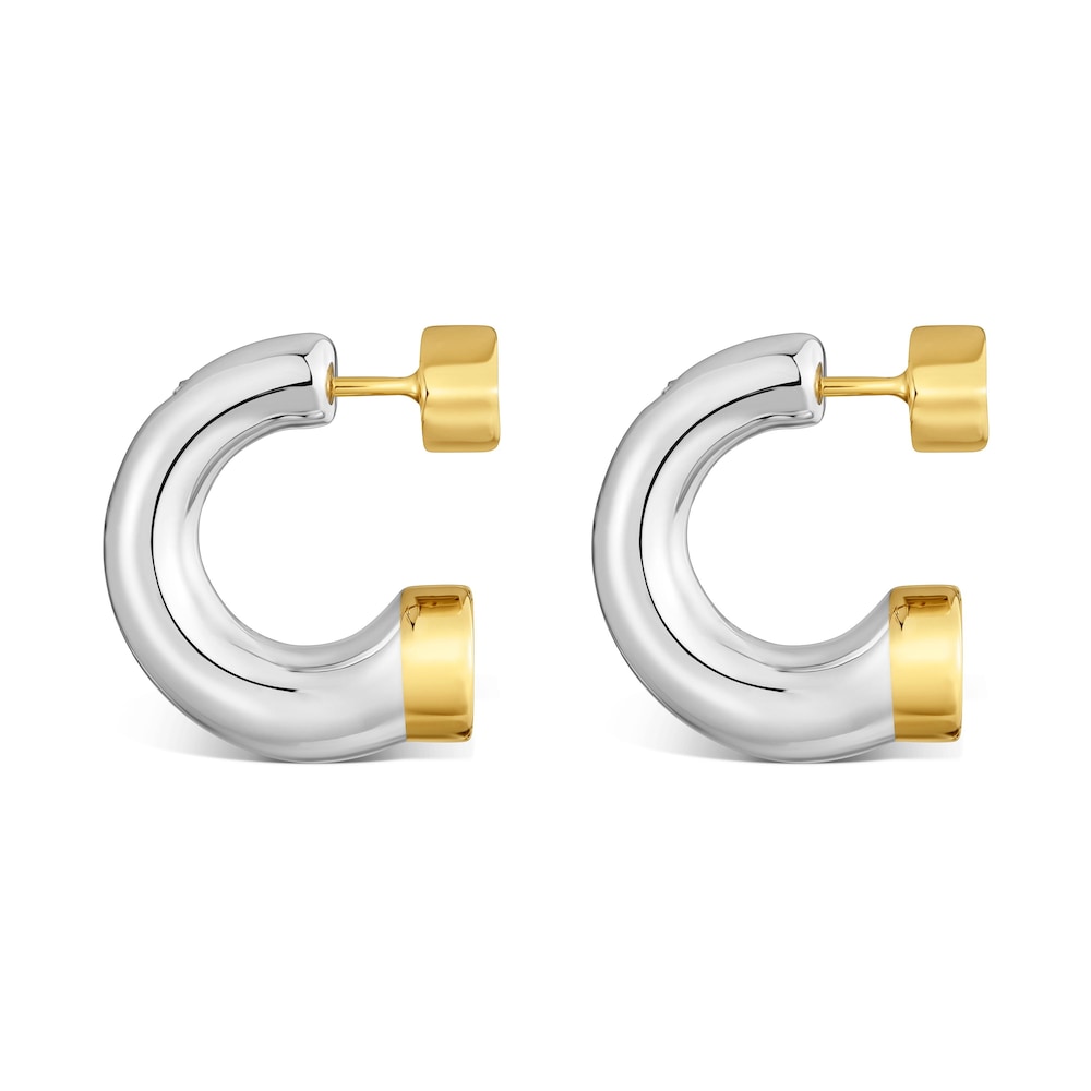 Pendientes aro de plata bicolor y diamantes creados en laboratorio Straight LGD