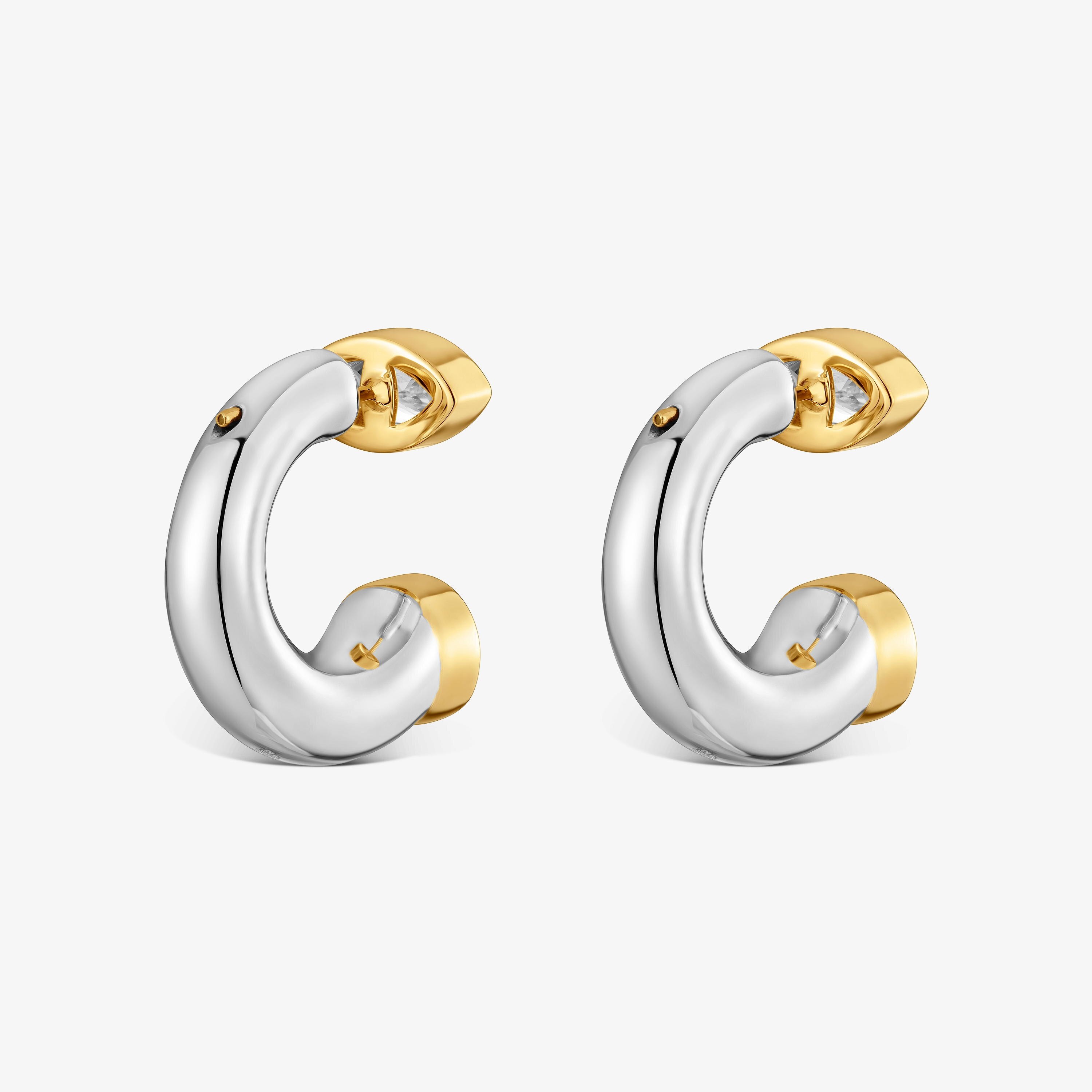 Two-tone silver Hoop earrings with lab-grown diamonds TOUS Straight LGD