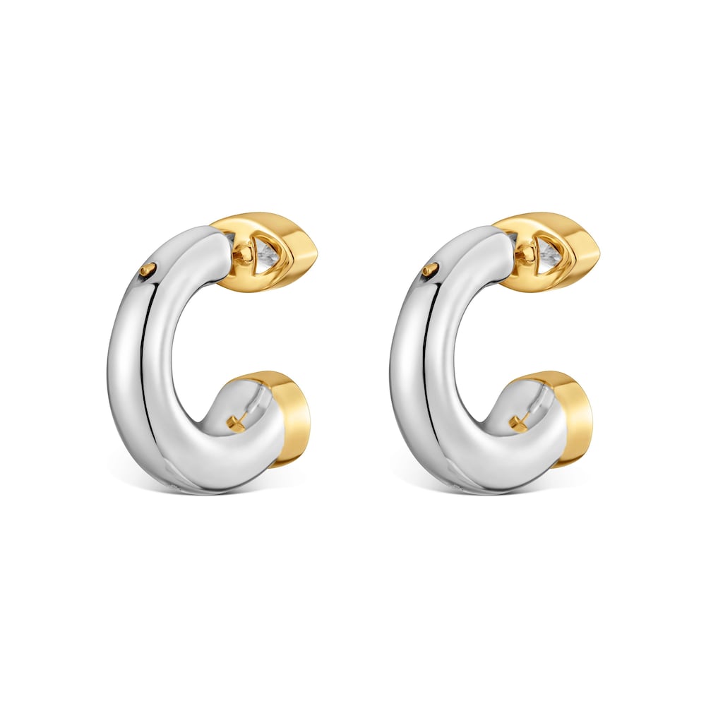 Pendientes aro de plata bicolor y diamantes creados en laboratorio Straight LGD
