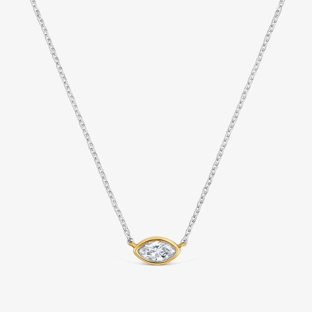 Collar de plata bicolor y diamantes creados en laboratorio Straight LGD