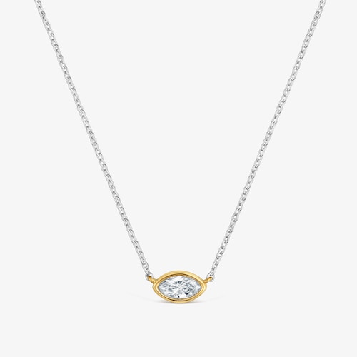 Collar de plata bicolor y diamantes creados en laboratorio Straight LGD
