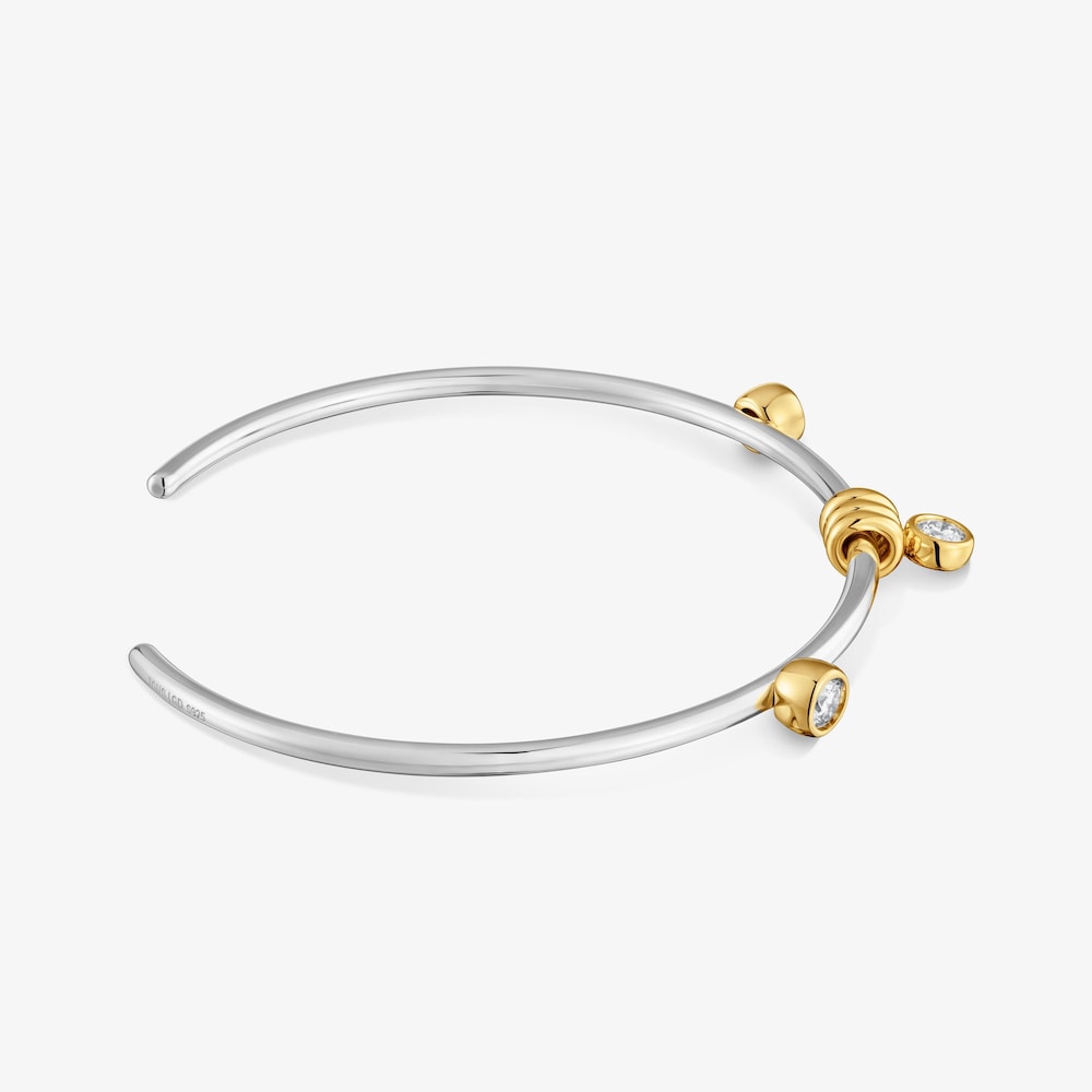 Two-tone silver Bangle with lab-grown diamonds TOUS Straight LGD