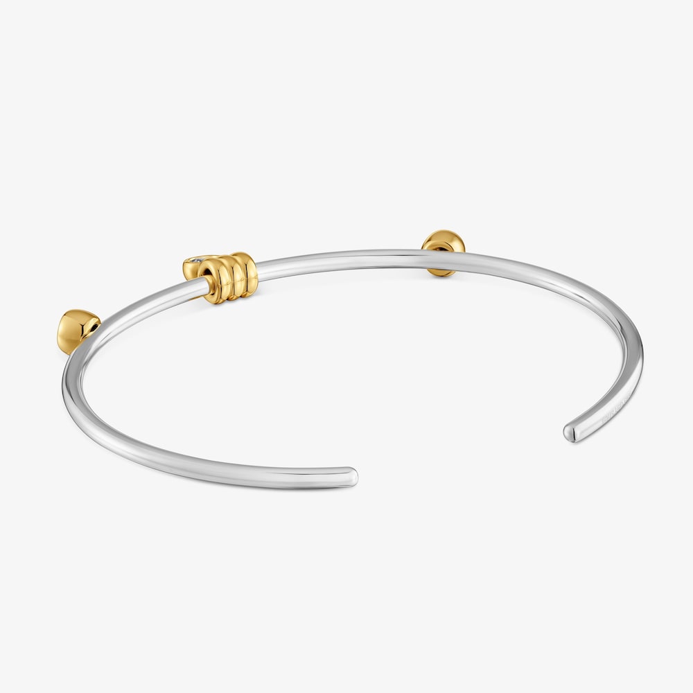 Two-tone silver Bangle with lab-grown diamonds TOUS Straight LGD