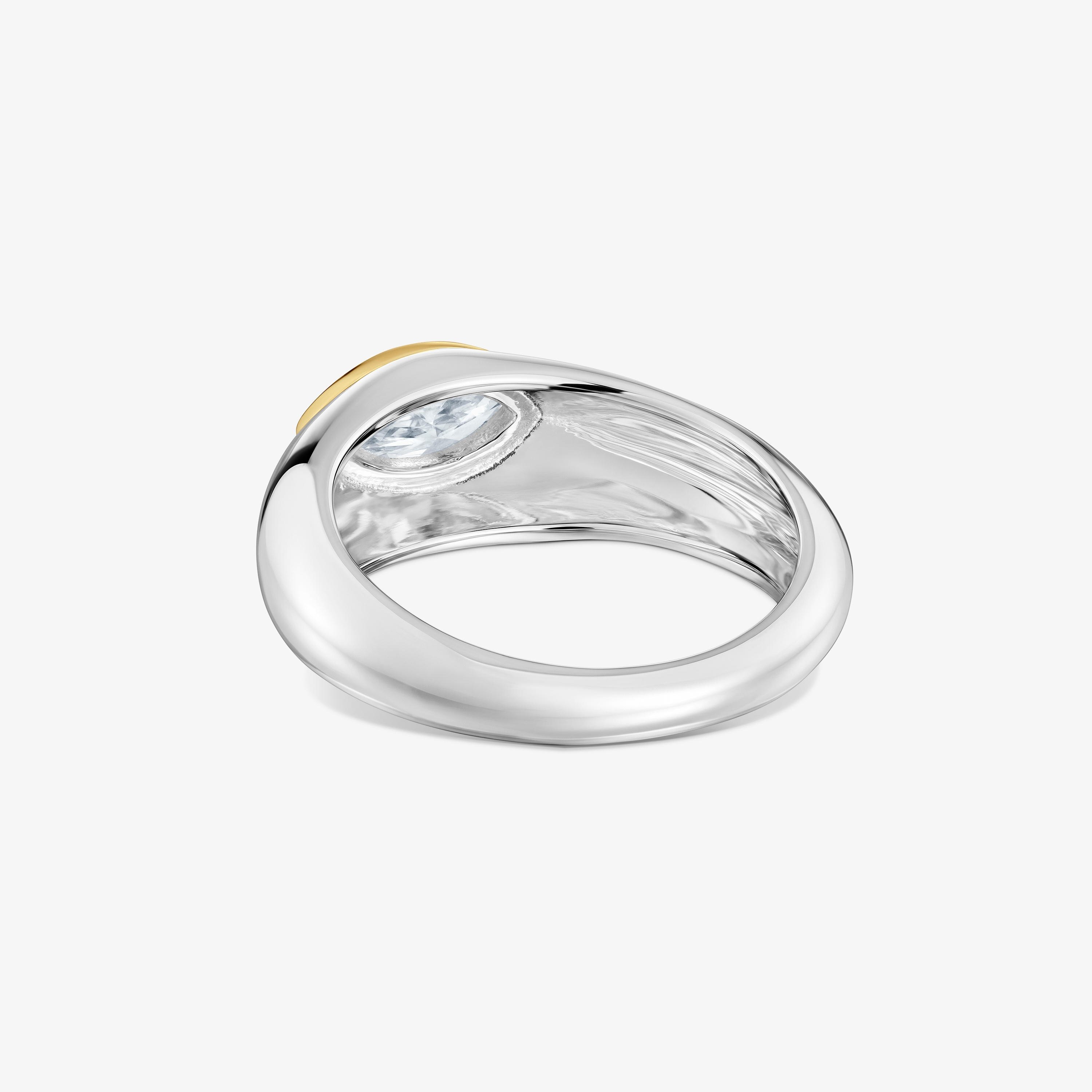 Two-tone silver Signet ring with lab-grown diamonds TOUS Straight LGD