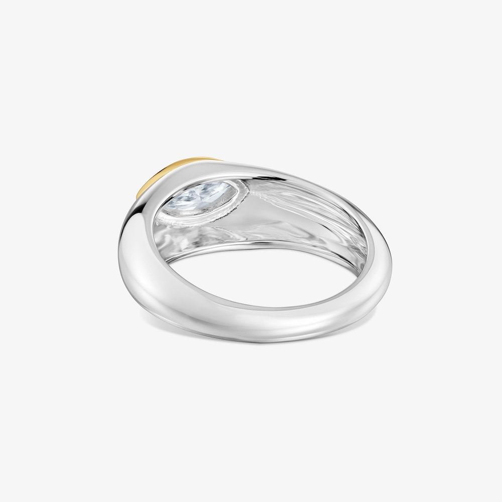 Anillo sello de plata bicolor y diamantes creados en laboratorio Straight LGD
