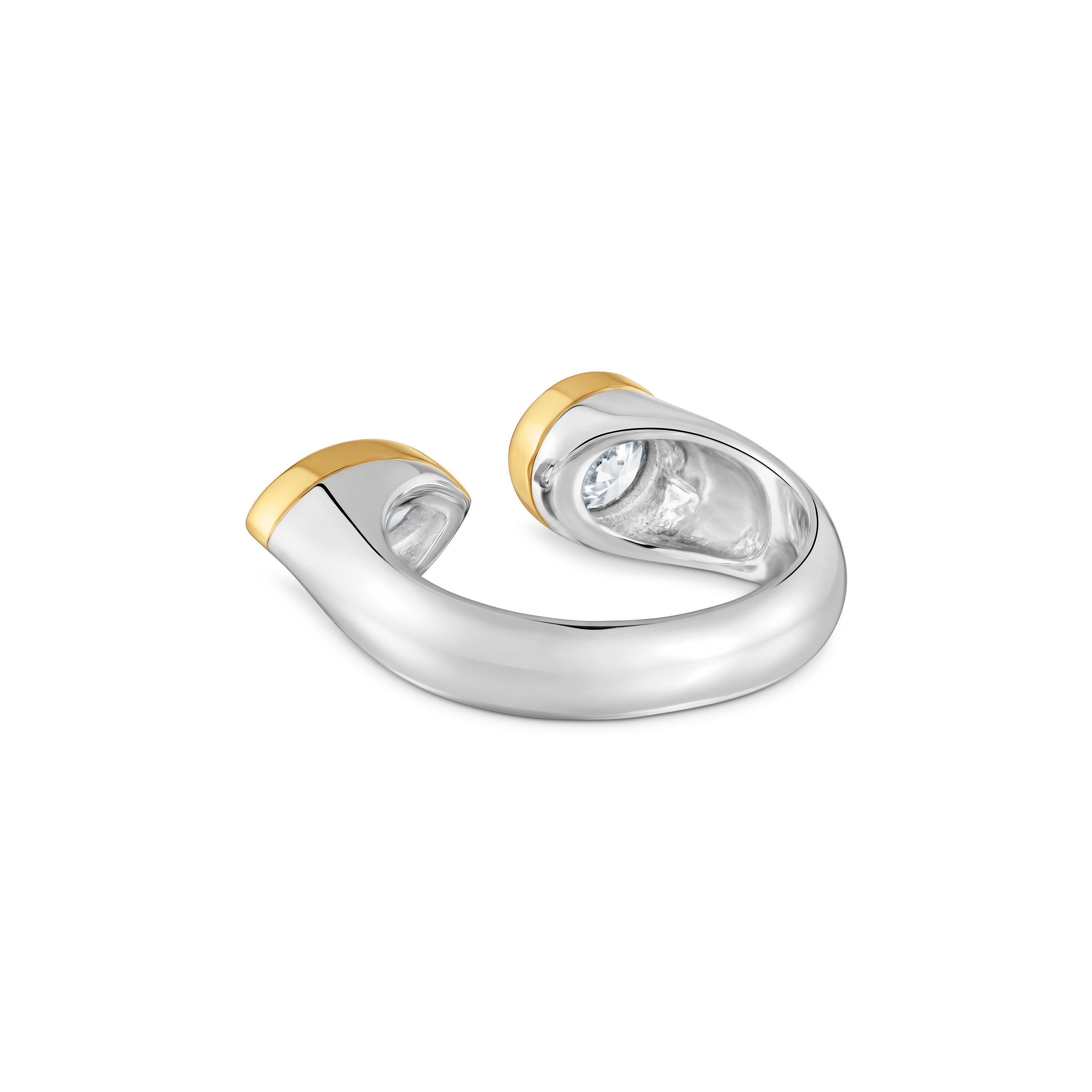 Two-tone silver Open ring with lab-grown diamonds TOUS Straight LGD