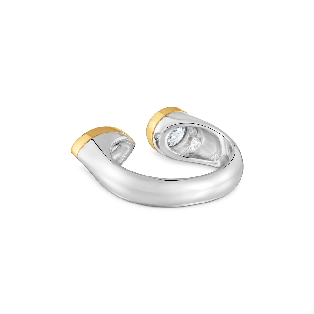 Anillo abierto de plata bicolor y diamantes creados en laboratorio Straight LGD